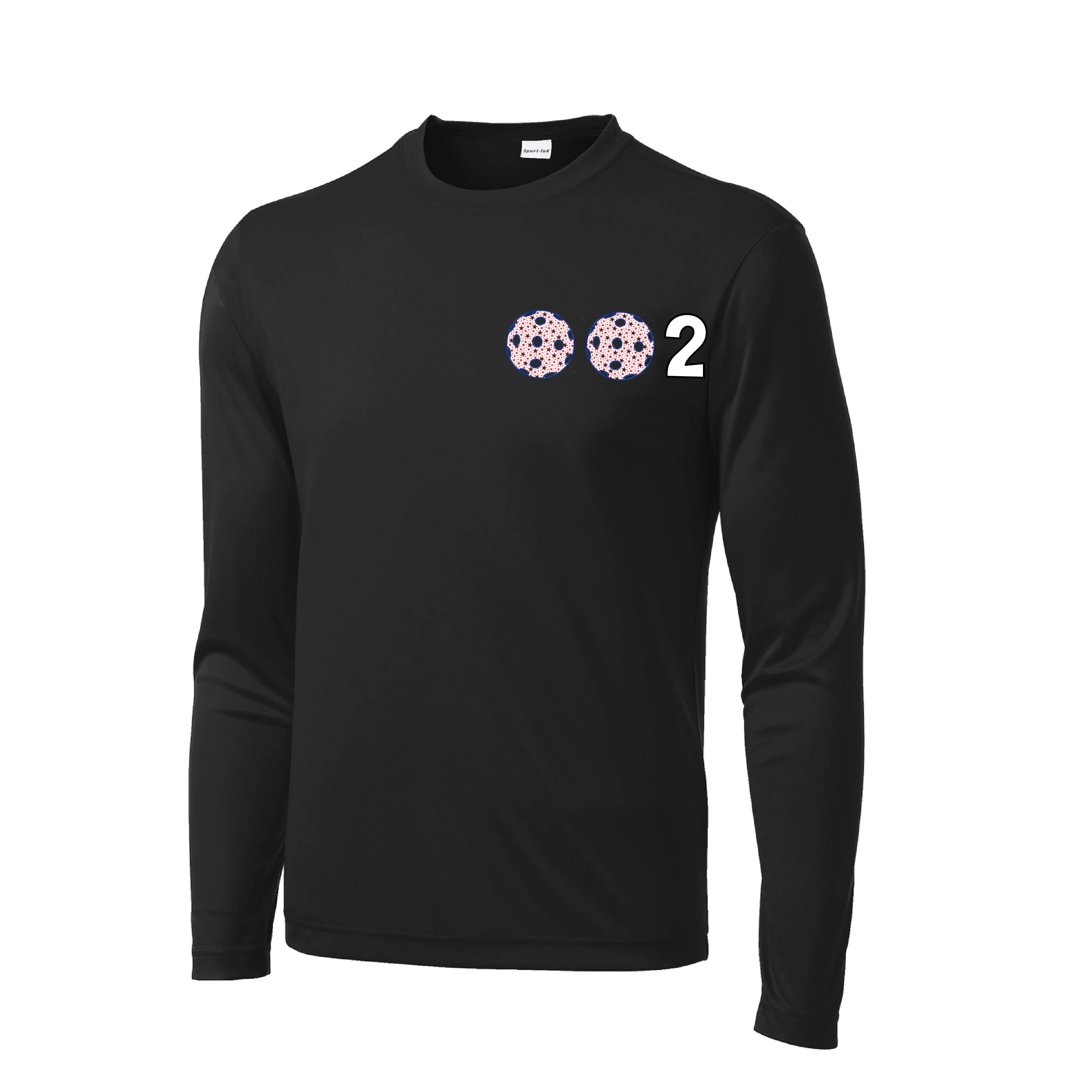 002 With Pickleballs (Patriotic Stars) | Men's Long Sleeve Athletic Shirt | 100% Polyester