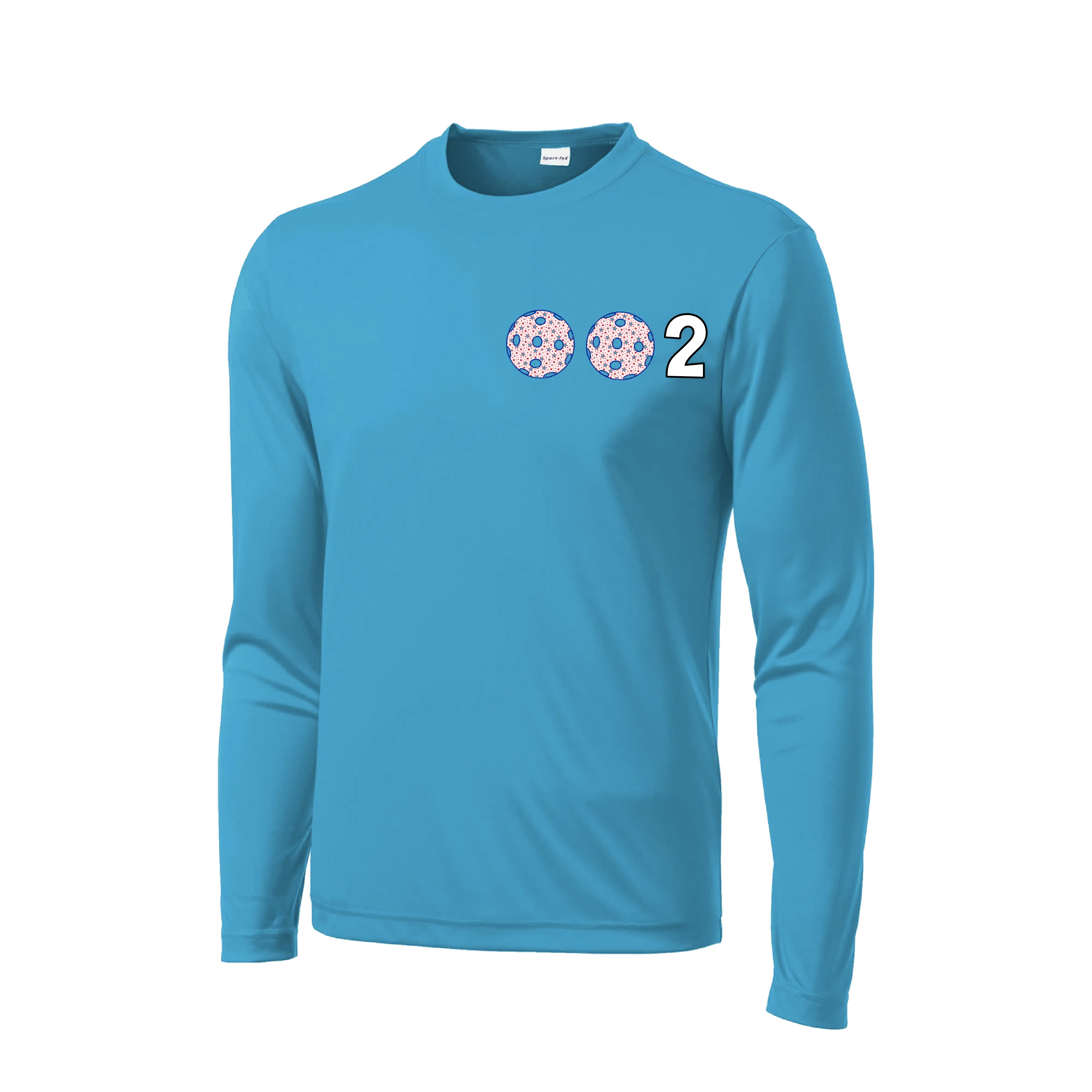 002 With Pickleballs (Patriotic Stars) | Men's Long Sleeve Athletic Shirt | 100% Polyester