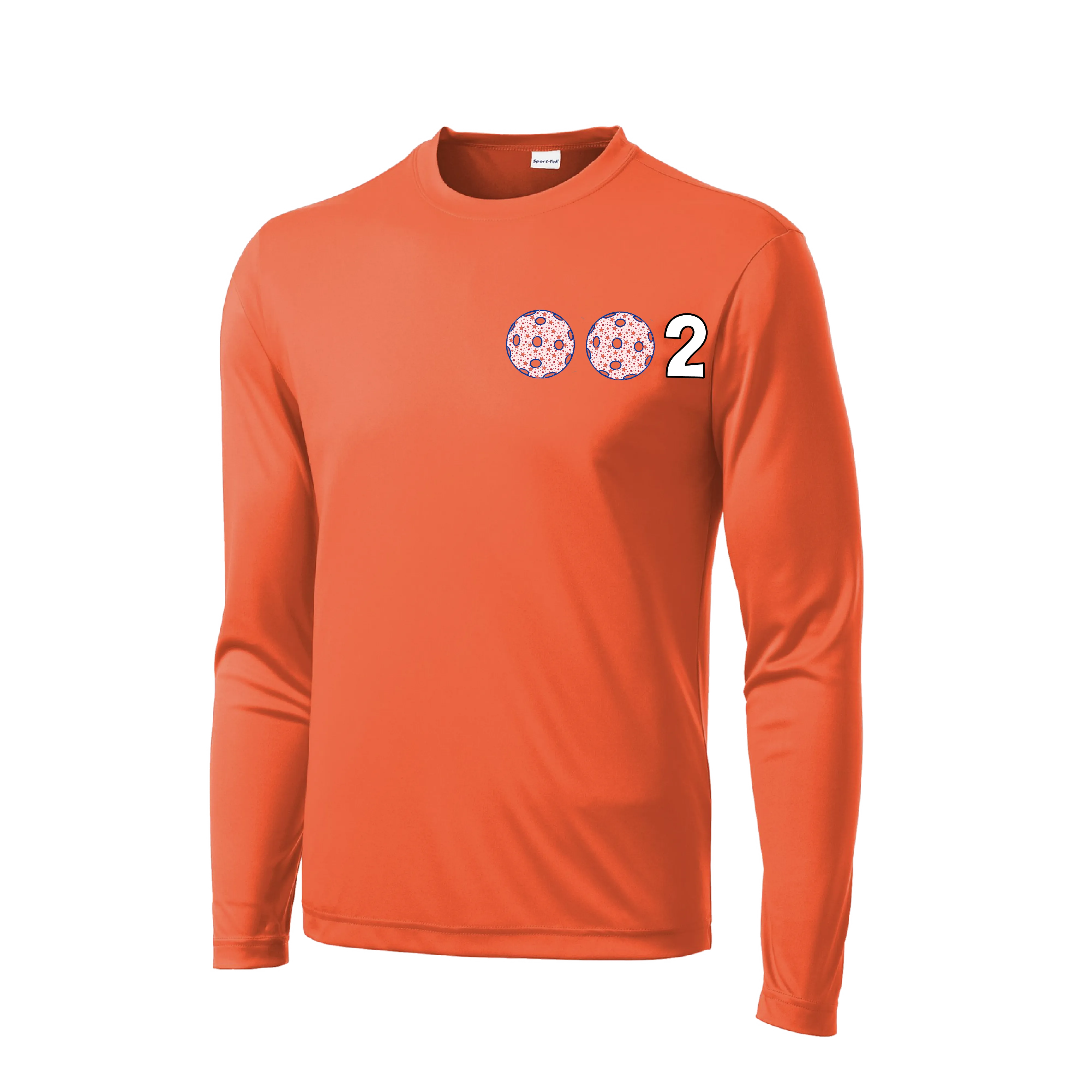 002 With Pickleballs (Patriotic Stars) | Men's Long Sleeve Athletic Shirt | 100% Polyester