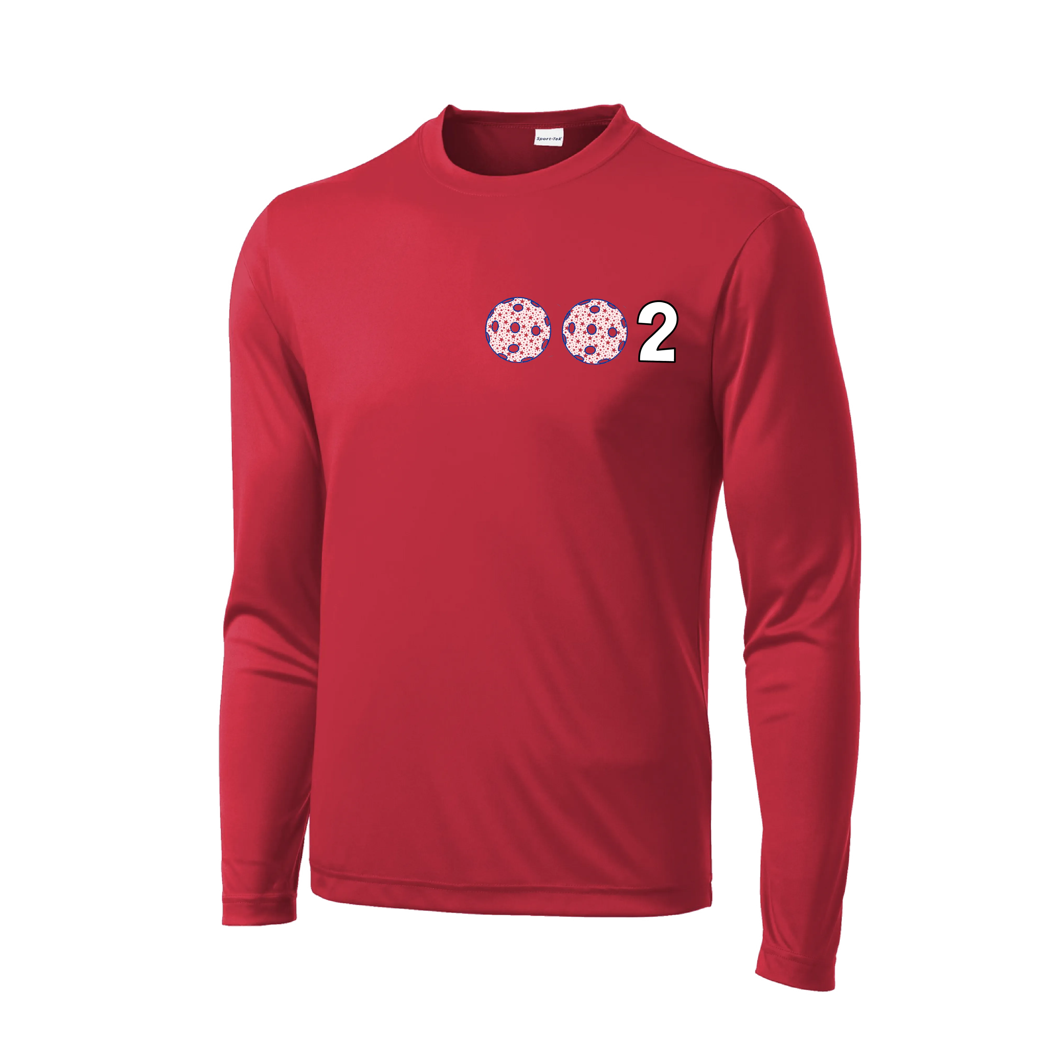 002 With Pickleballs (Patriotic Stars) | Men's Long Sleeve Athletic Shirt | 100% Polyester