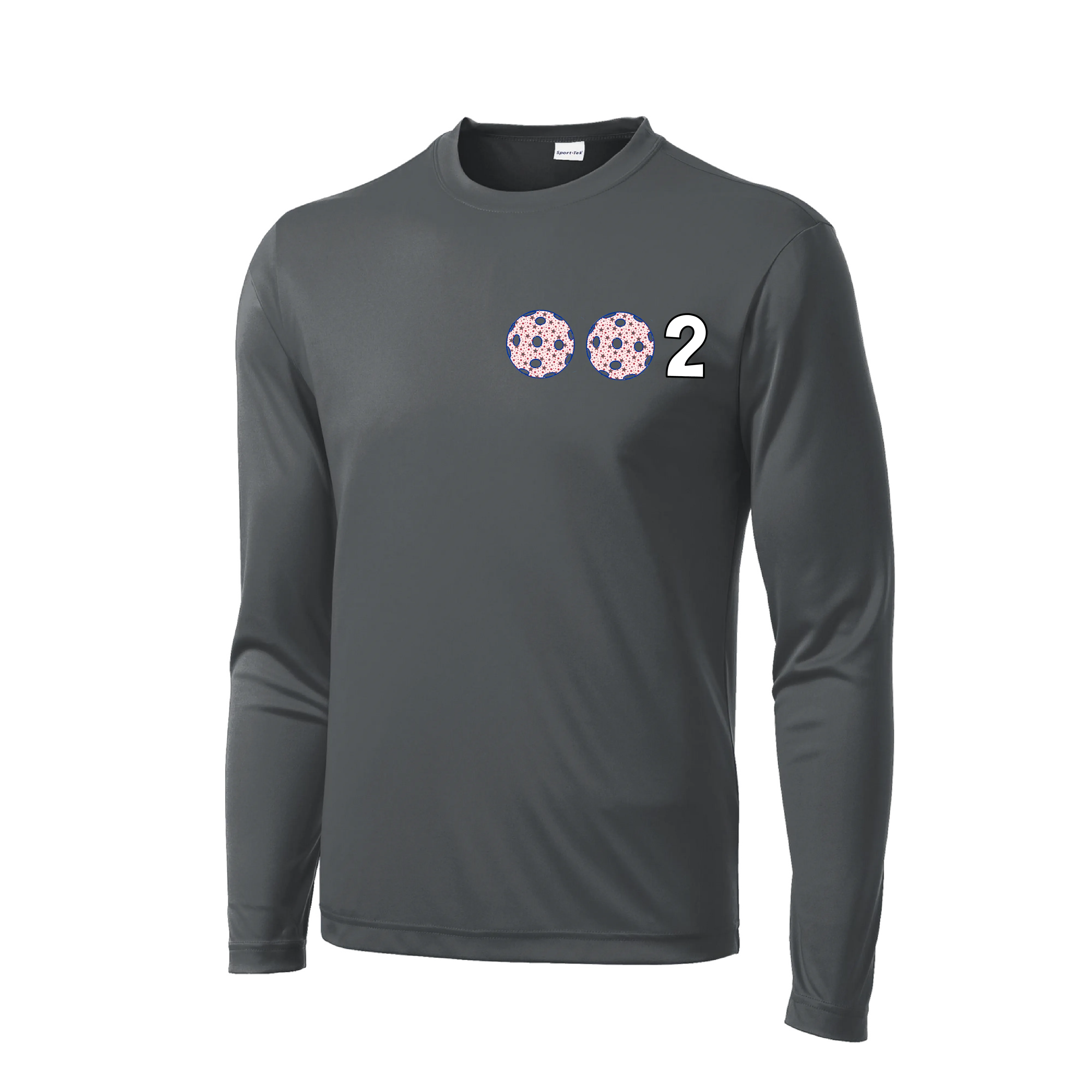 002 With Pickleballs (Patriotic Stars) | Men's Long Sleeve Athletic Shirt | 100% Polyester