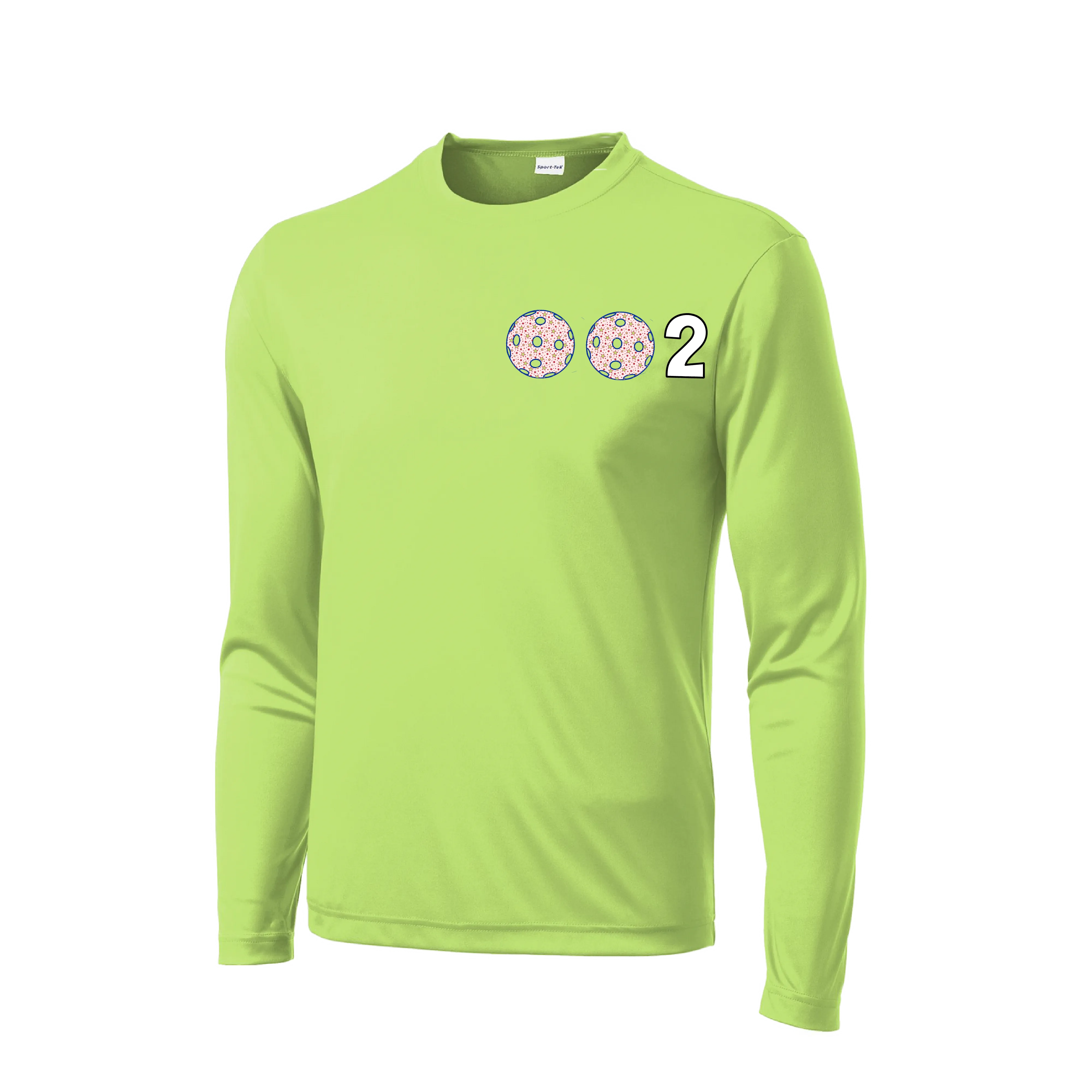 002 With Pickleballs (Patriotic Stars) | Men's Long Sleeve Athletic Shirt | 100% Polyester