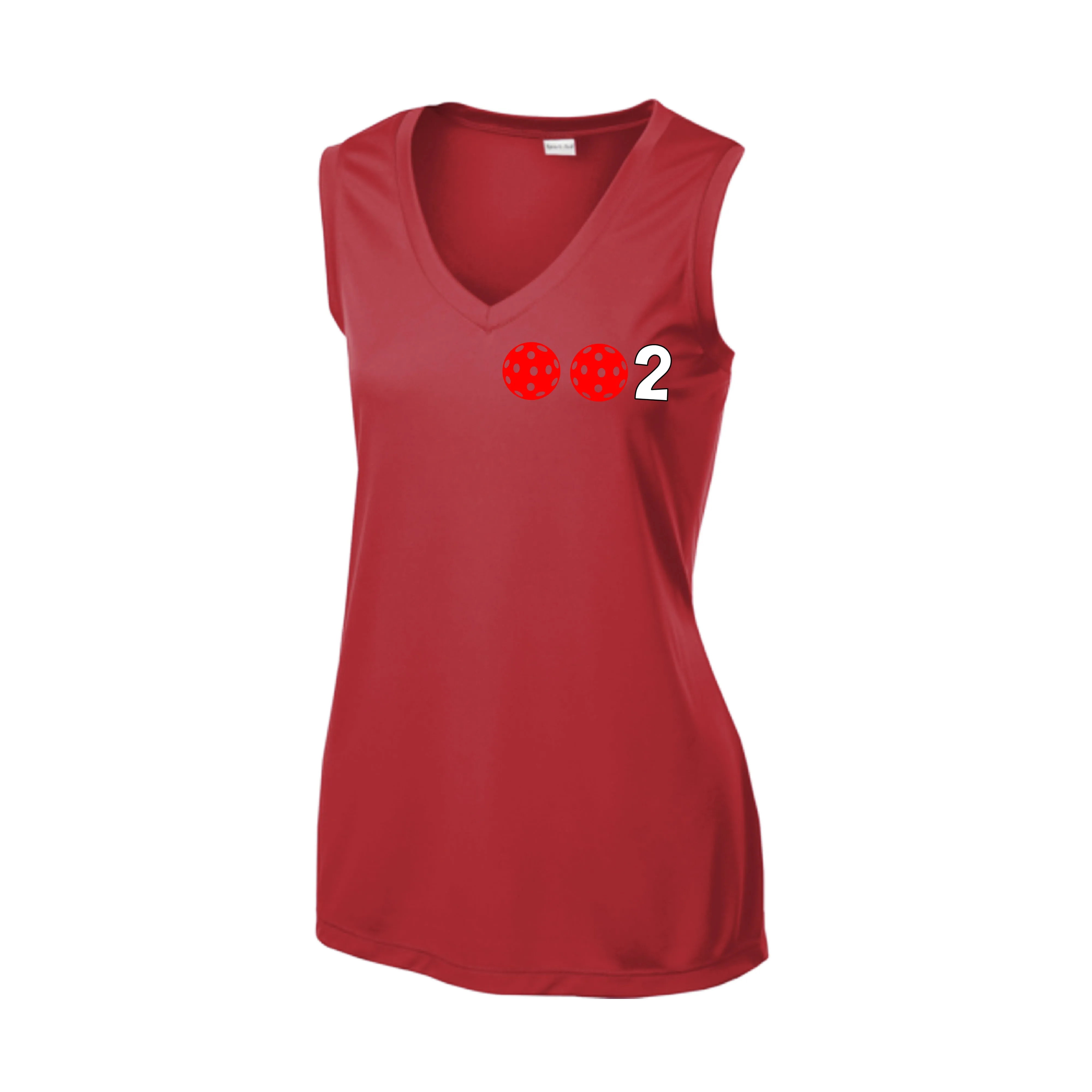 002 With Pickleballs (Rainbow Orange Red Cyan) Customizable | Women’s Sleeveless Athletic Shirt | 100% Polyester