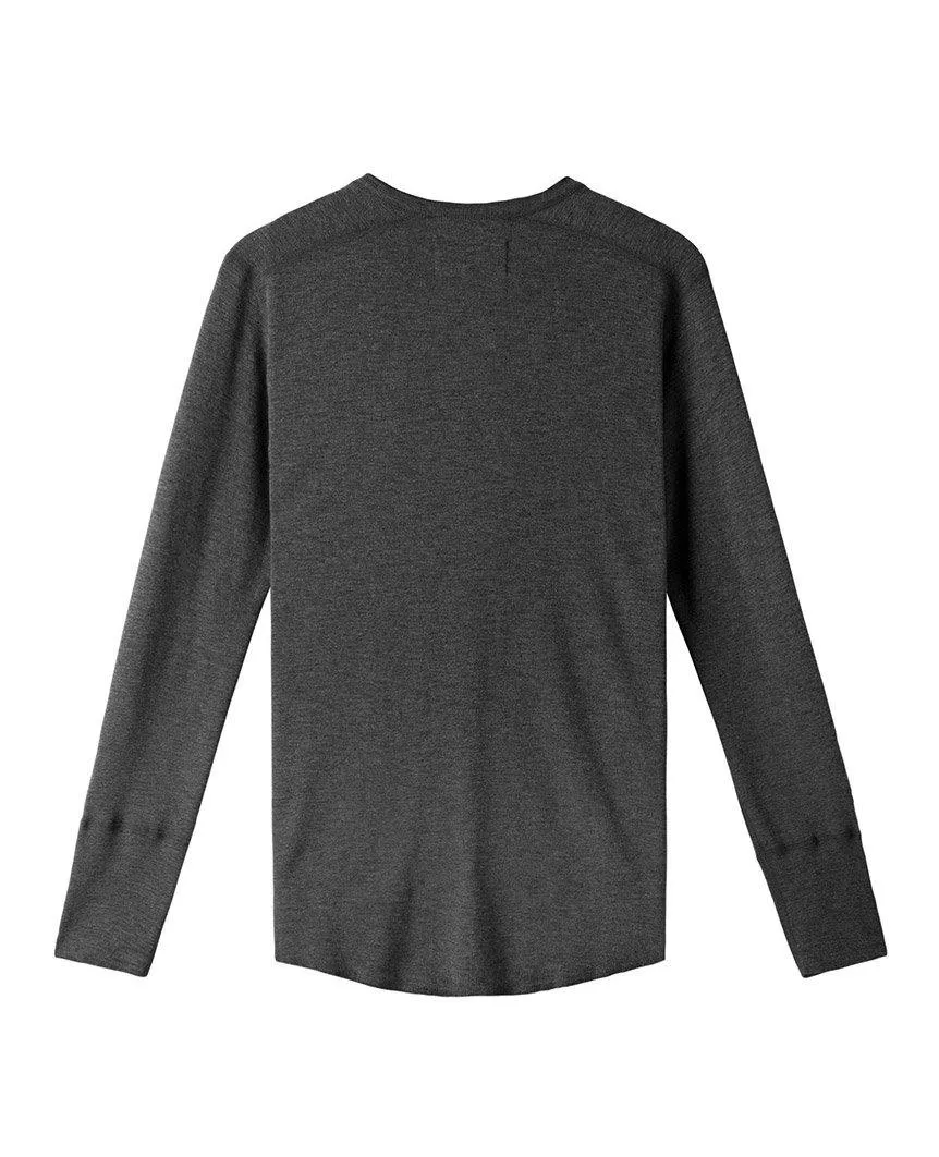 1x1 Slub Long Sleeve Henley Heather Charcoal