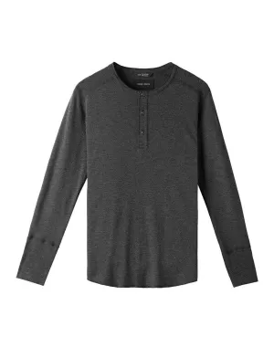 1x1 Slub Long Sleeve Henley Heather Charcoal