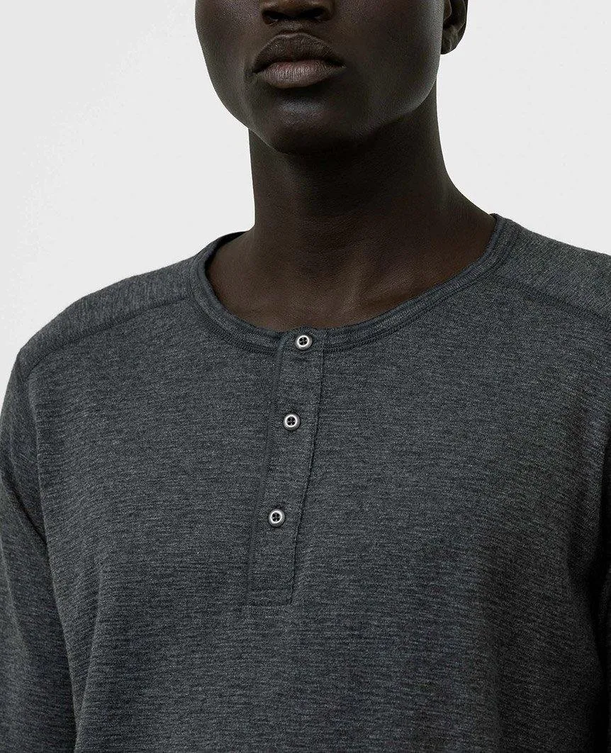 1x1 Slub Long Sleeve Henley Heather Charcoal