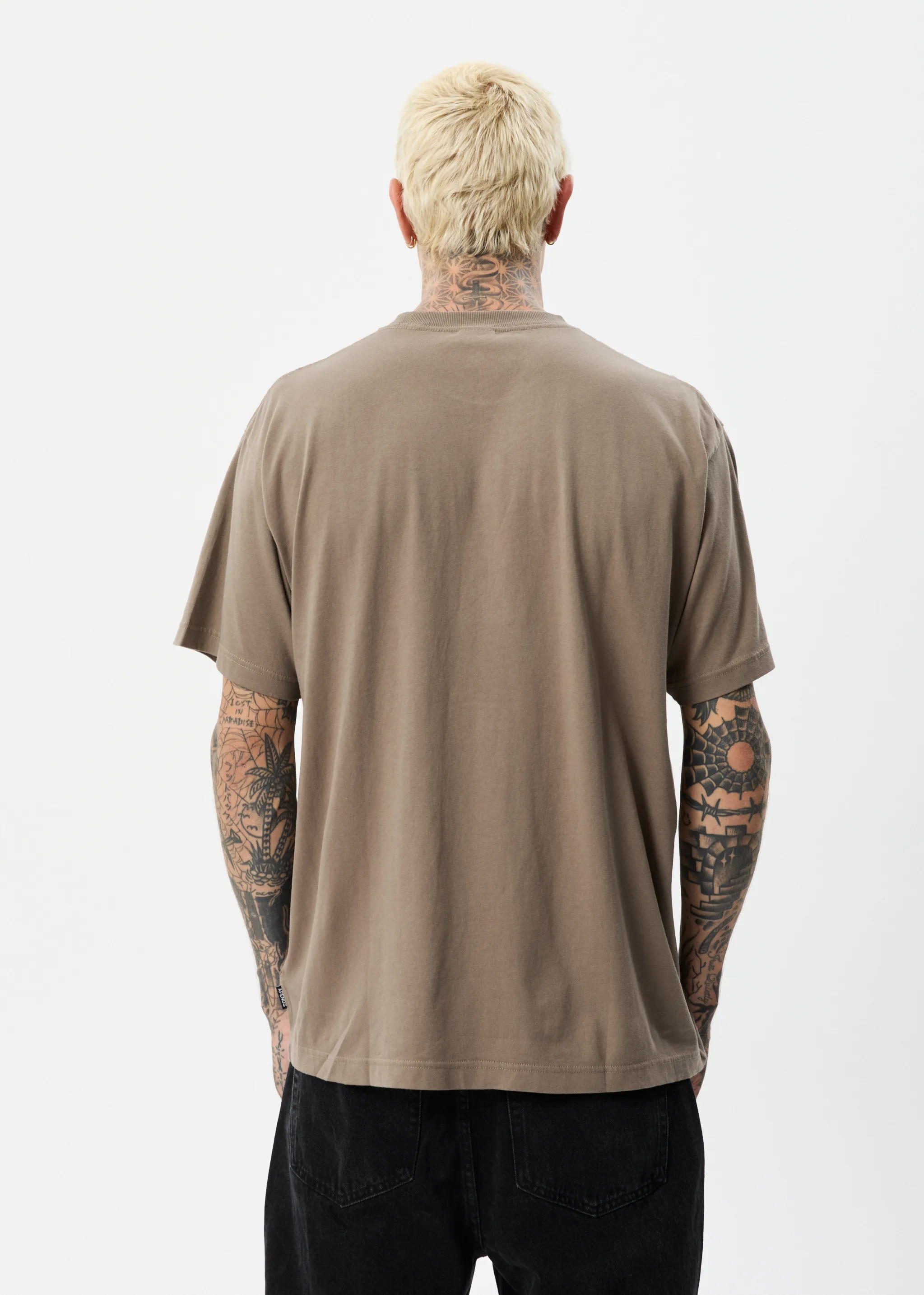 AFENDS Mens Outline - Boxy T-Shirt - Beechwood