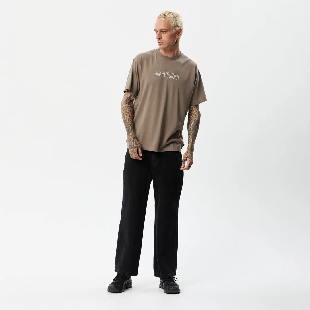 AFENDS Mens Outline - Boxy T-Shirt - Beechwood
