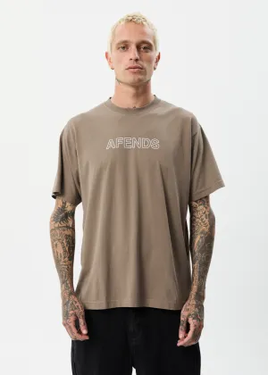 AFENDS Mens Outline - Boxy T-Shirt - Beechwood