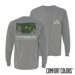 AGR Gray Comfort Colors Flag Long Sleeve Pocket Tee