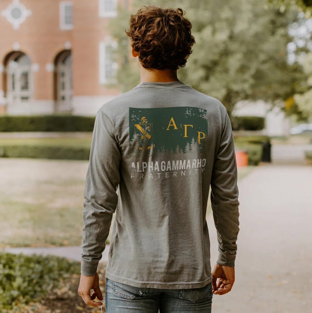 AGR Gray Comfort Colors Flag Long Sleeve Pocket Tee