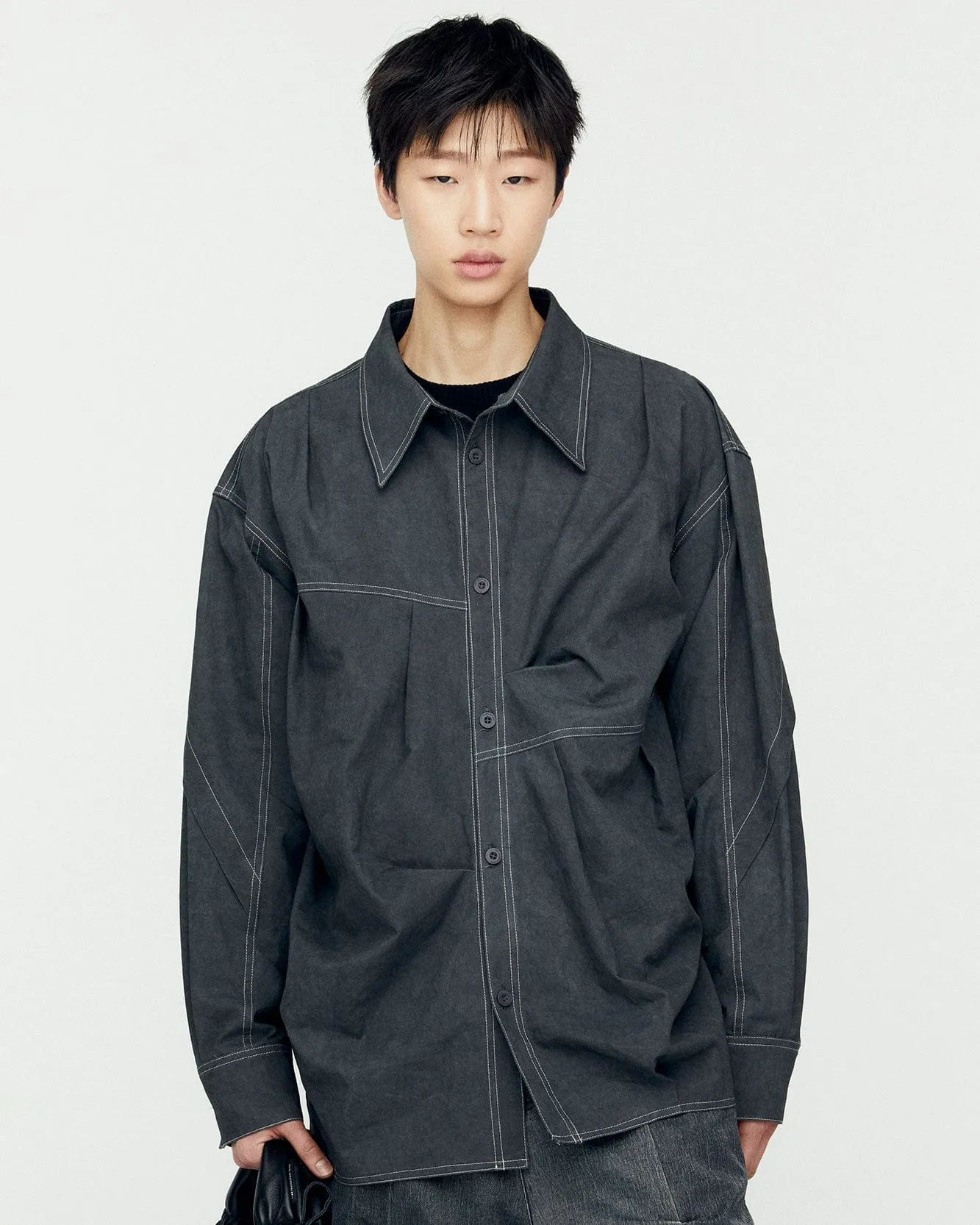 ALICE DYED COTTON SHIRTS atb1137m(CHARCOAL)