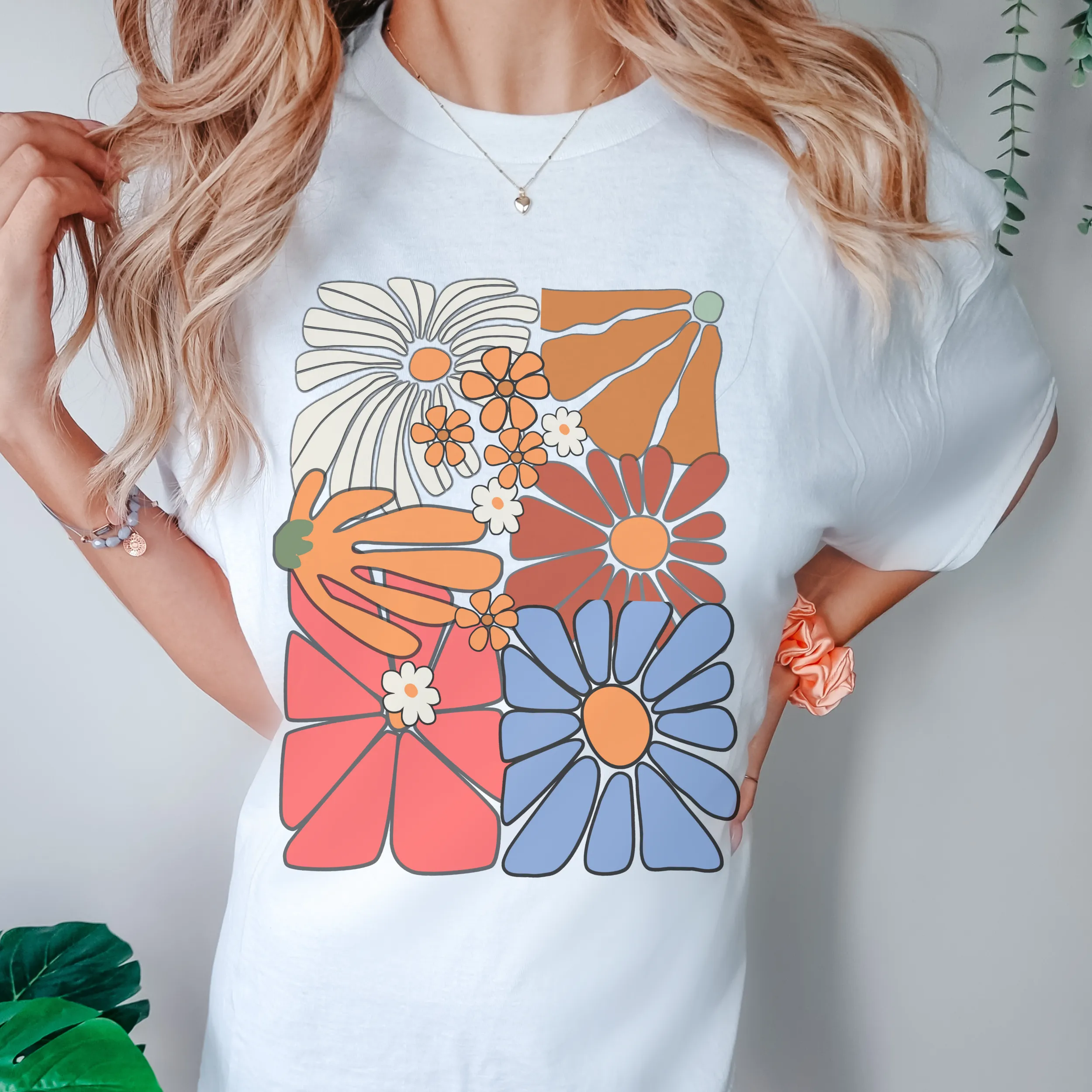 Always Free Shipping! Trendy Comfort Colors® Retro, Groovy, Flowers T-shirt, Spring or Summer Green, Pepper, Crimson, Yam, Mustard or White T-Shirt
