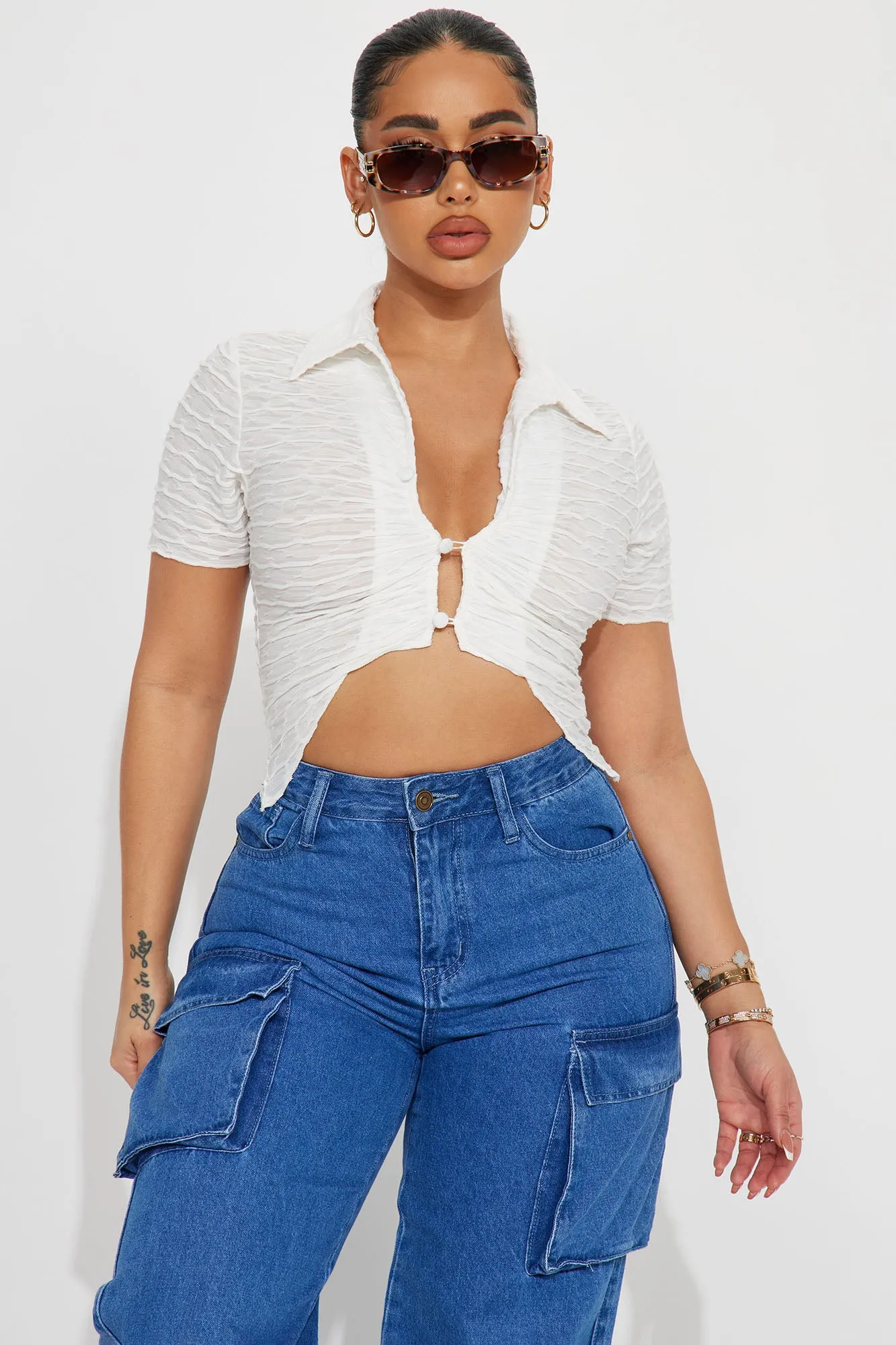 Alyssa Asymmetrical Top - White