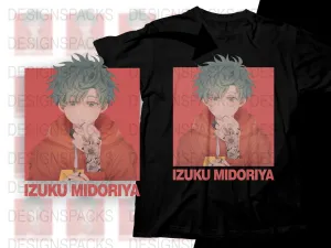 Anime Red Background Izuku Midoriya Png Digital Download