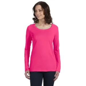 Anvil Women's Hot Pink Ringspun Sheer Long-Sleeve Featherweight T-Shirt