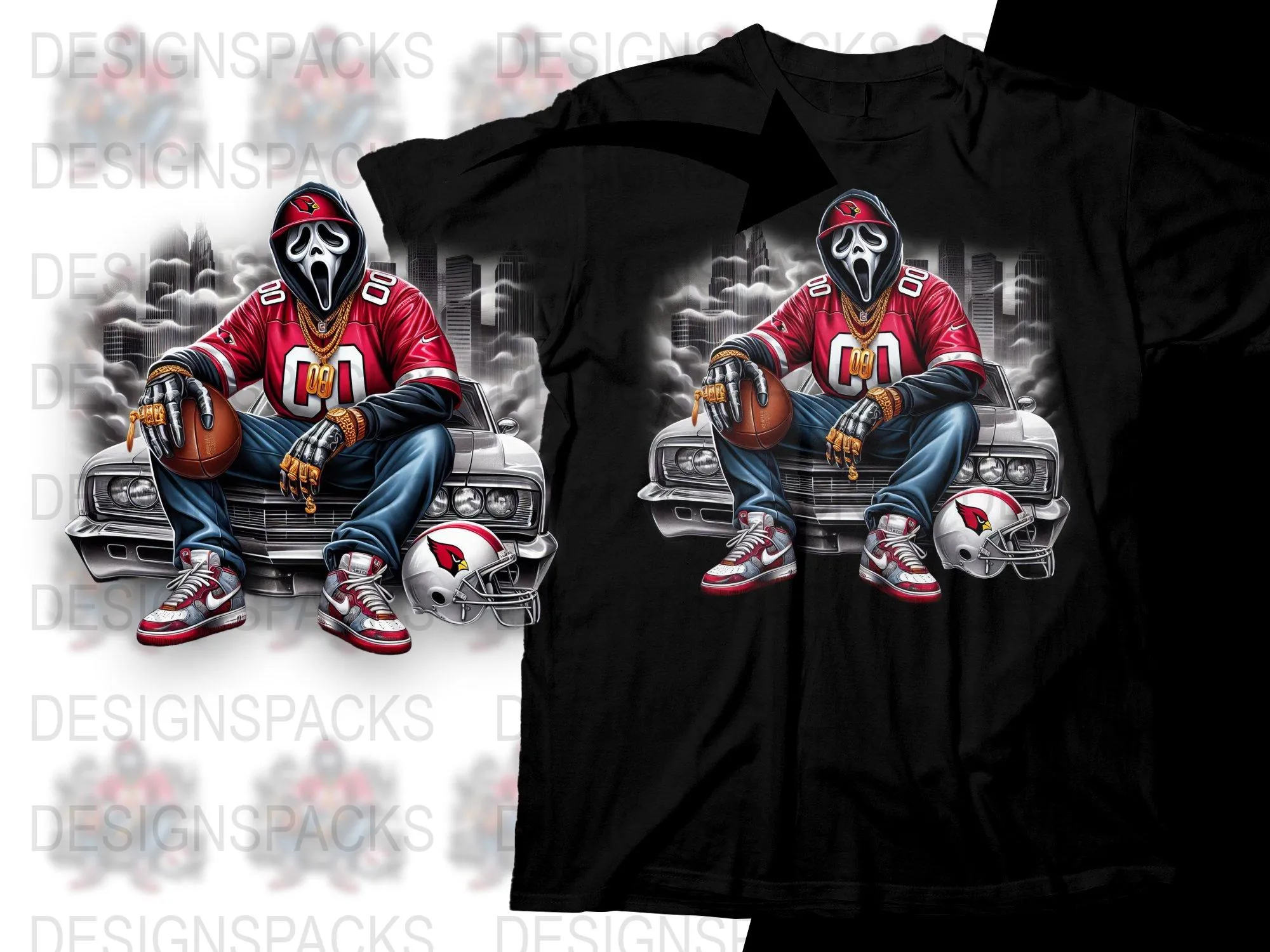 Arizona Cardinals GhostFace Car Smoke Themed Png Digital Download