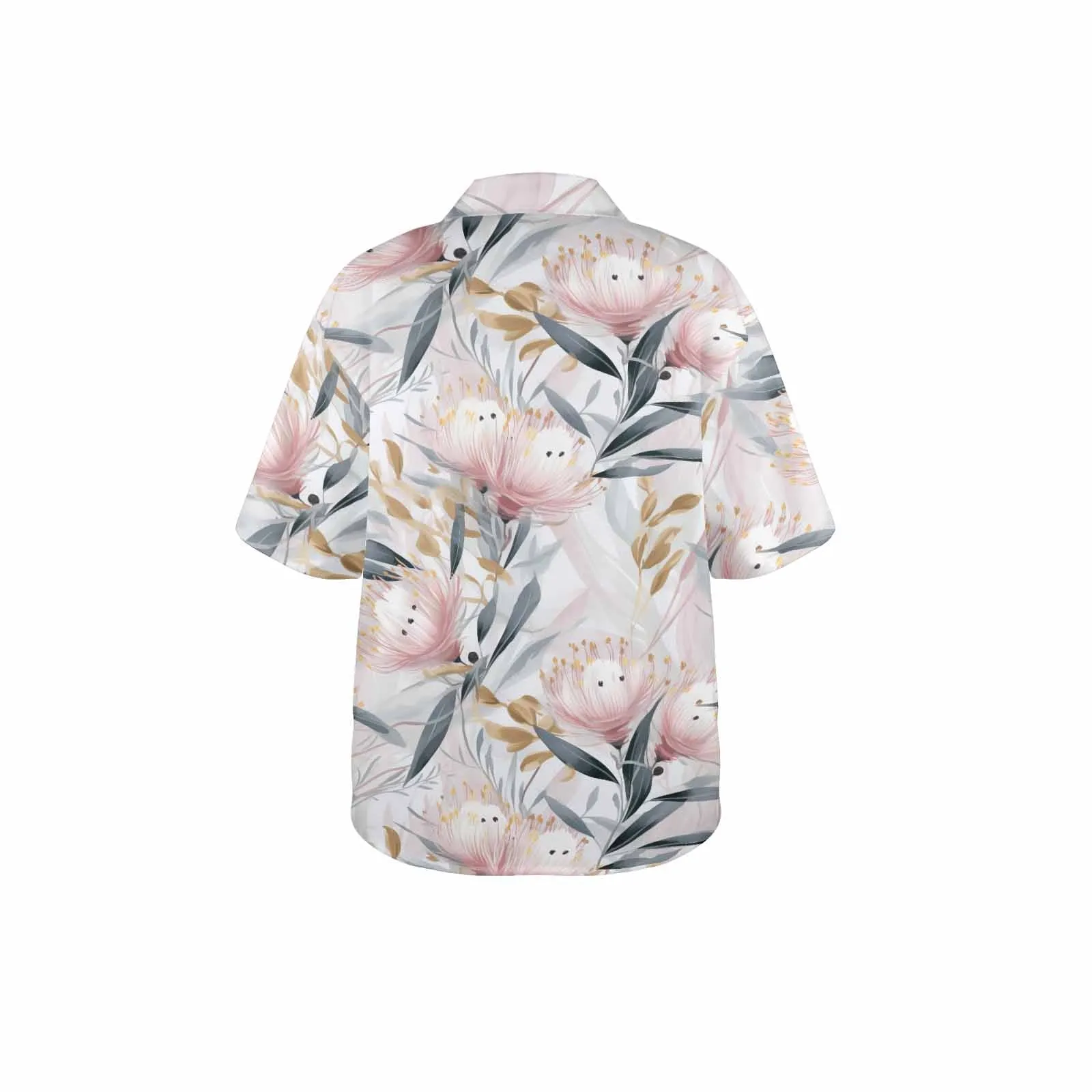 Australian Floral Pink & Grey  Women's Hawaiian Shirt