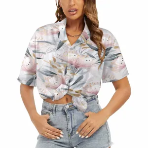 Australian Floral Pink & Grey  Women's Hawaiian Shirt