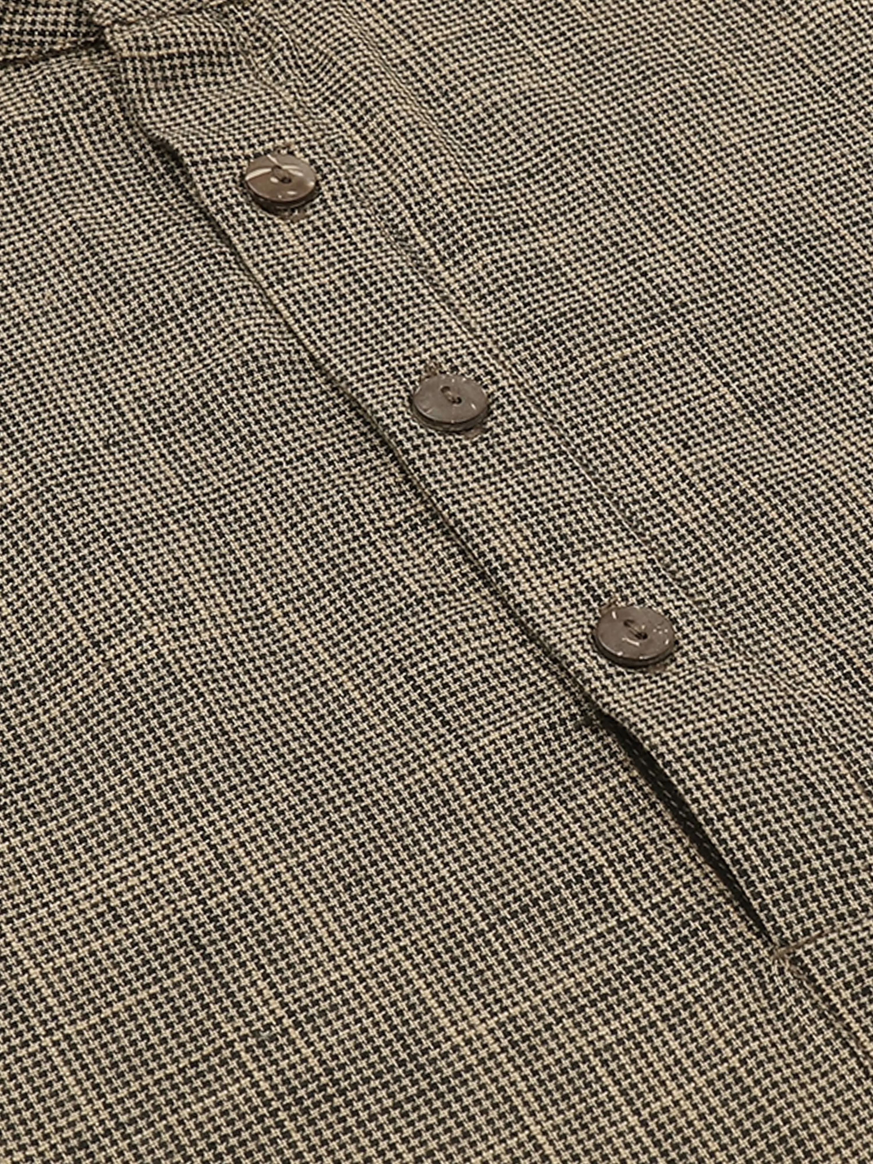 Beige Cotton Self Textured Short Kurta