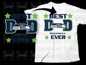 Best Dad Ever Seattle Seahawks Father's Day Png Digital Download