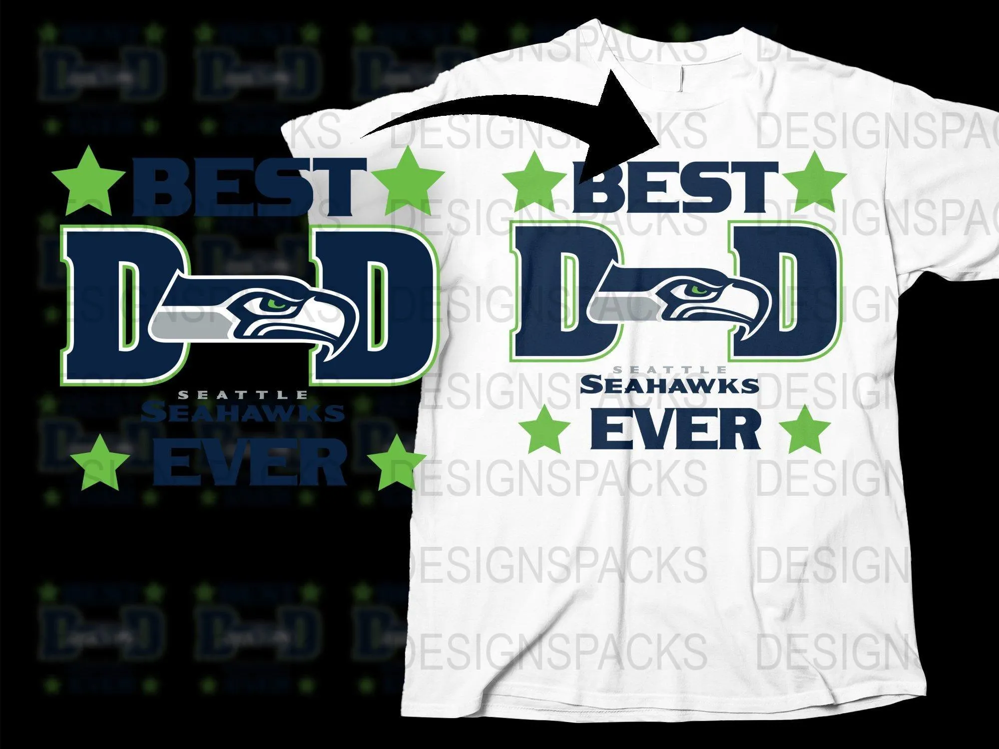 Best Dad Ever Seattle Seahawks Father's Day Png Digital Download