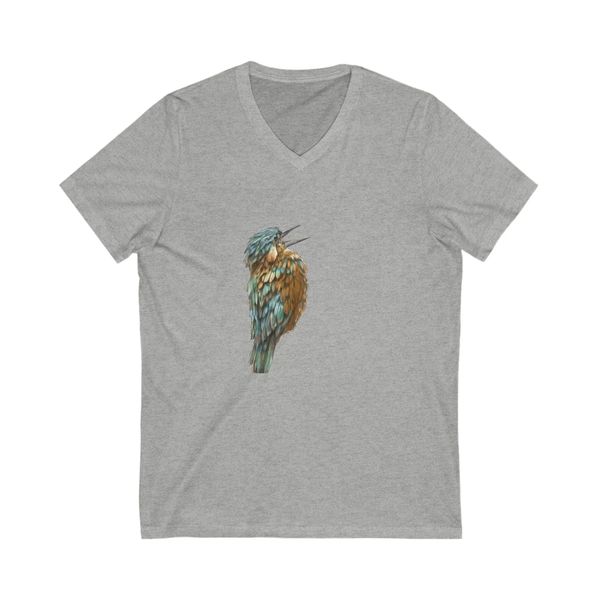 Bird Print Unisex V-Neck Jersey Tee: Canadian Comfort