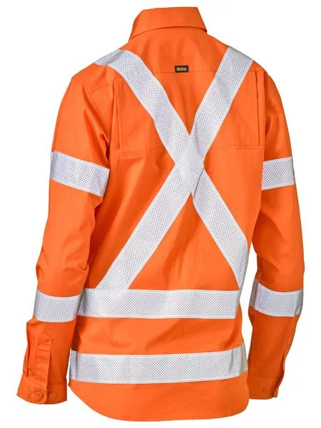 Bisley Women's X Taped Biomotion Hi Vis Cool Lightweight Drill Shirt BL6166XT