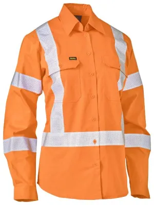 Bisley Women's X Taped Biomotion Hi Vis Cool Lightweight Drill Shirt BL6166XT