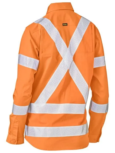 Bisley Women's X Taped Biomotion Hi Vis Cool Lightweight Drill Shirt BL6166XT