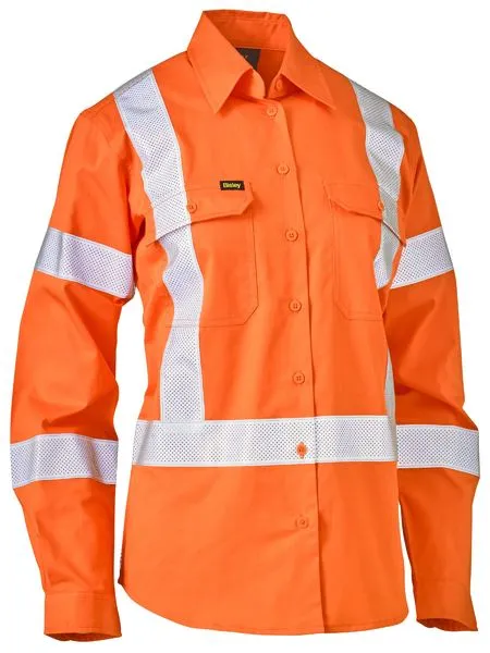Bisley Women's X Taped Biomotion Hi Vis Cool Lightweight Drill Shirt BL6166XT