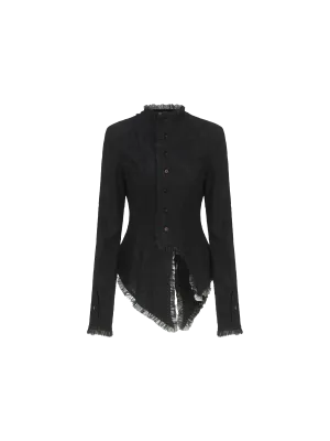 Black Asymmetrical Wool Lace Shirt