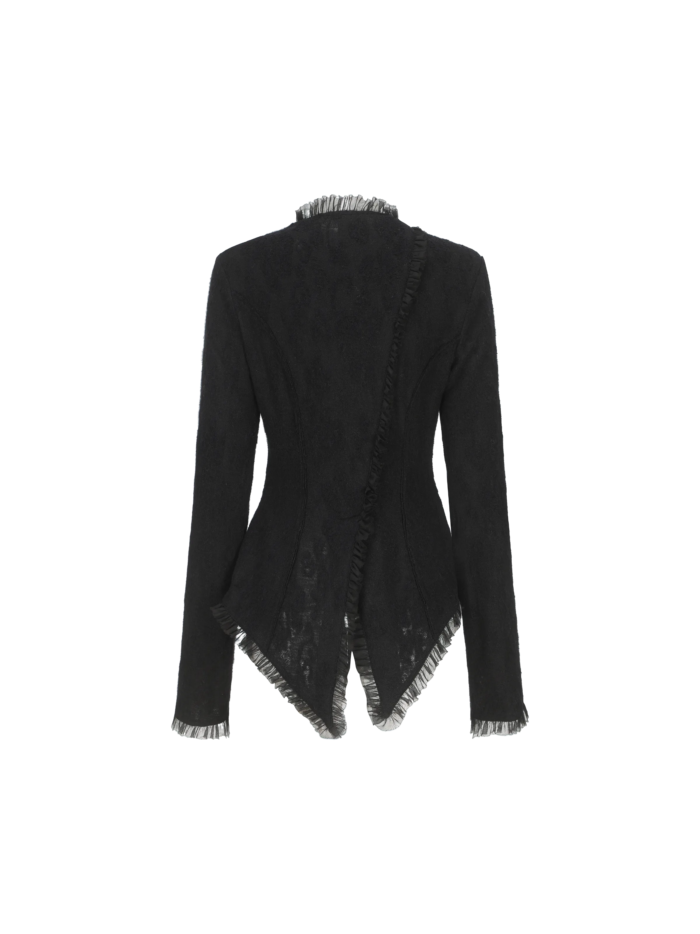 Black Asymmetrical Wool Lace Shirt