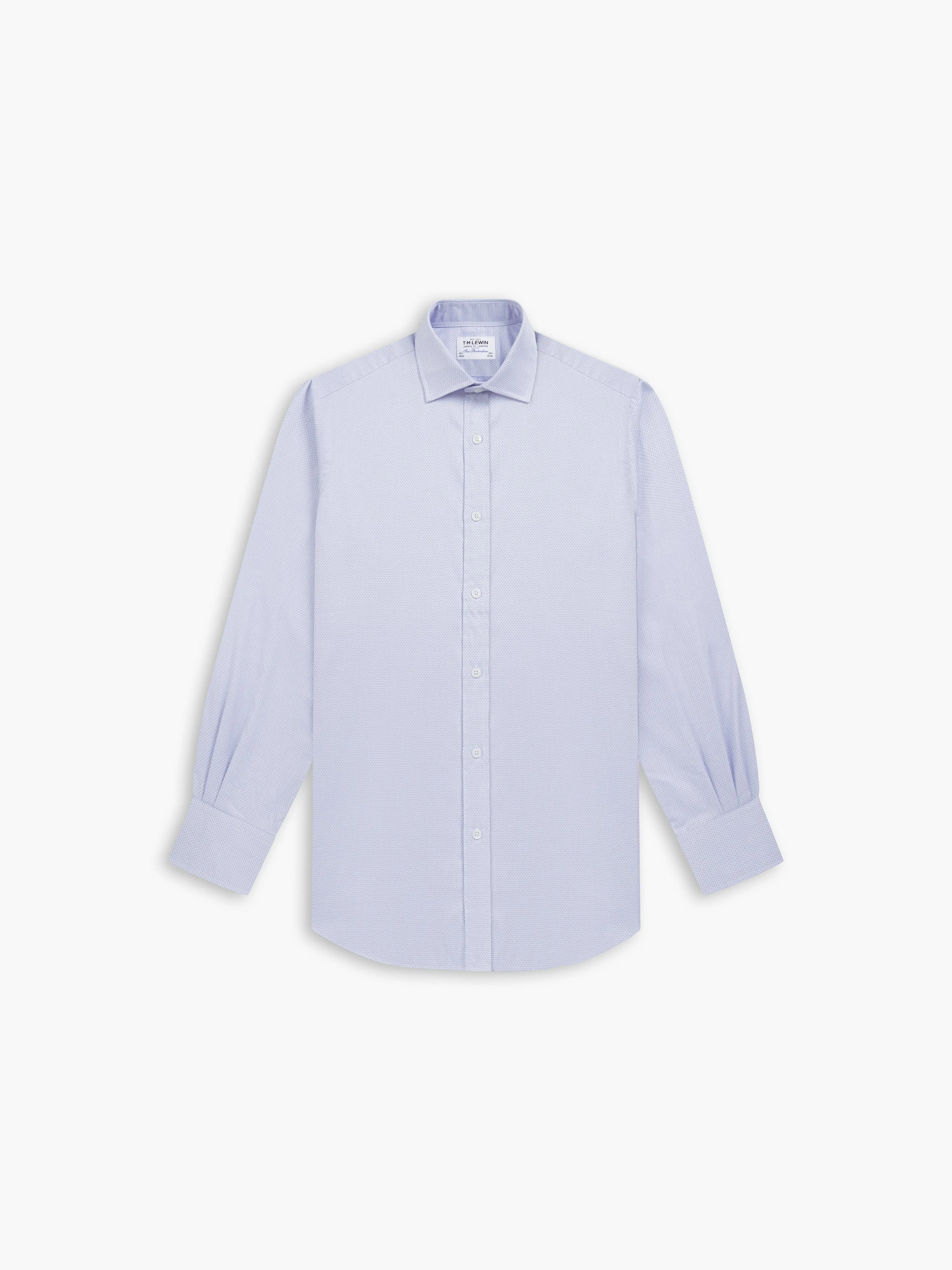 Blue Diamond Geometric Dobby Fitted Single Cuff Classic Collar Shirt