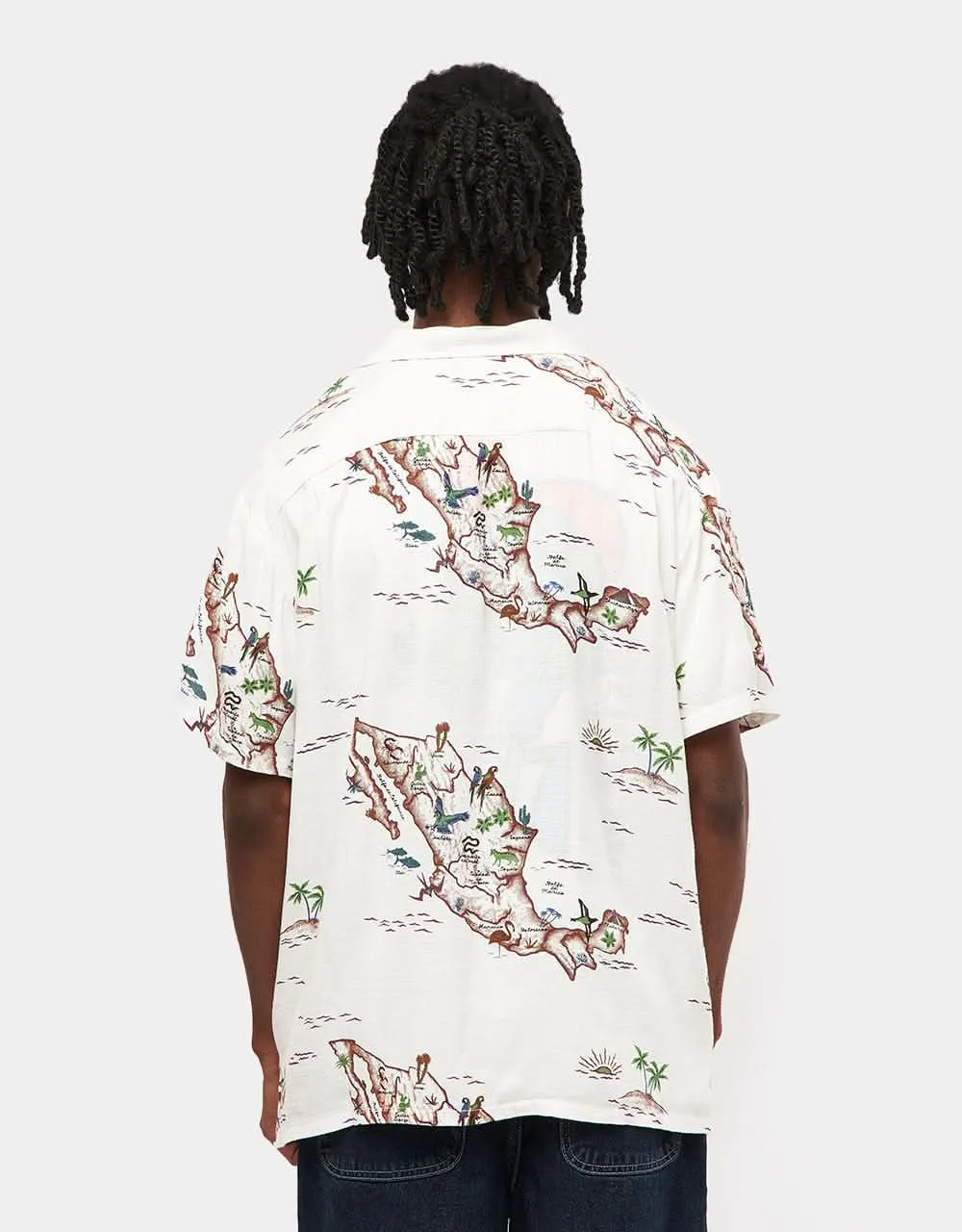 Brixton Bunker Slub S/S Woven Shirt - Off White/Map