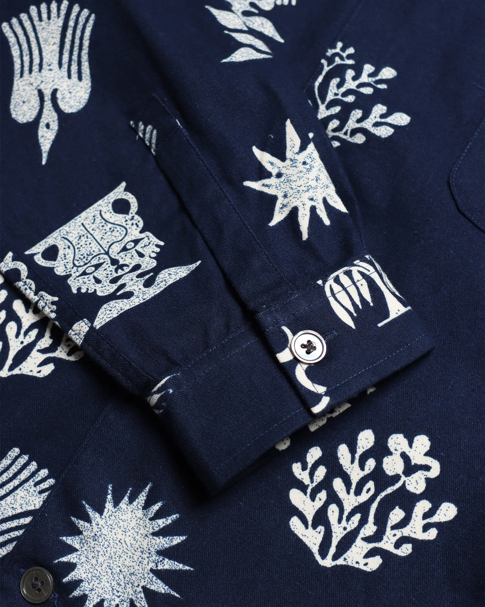 Busey Shirt - Navy Folk Print