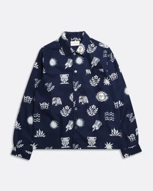 Busey Shirt - Navy Folk Print