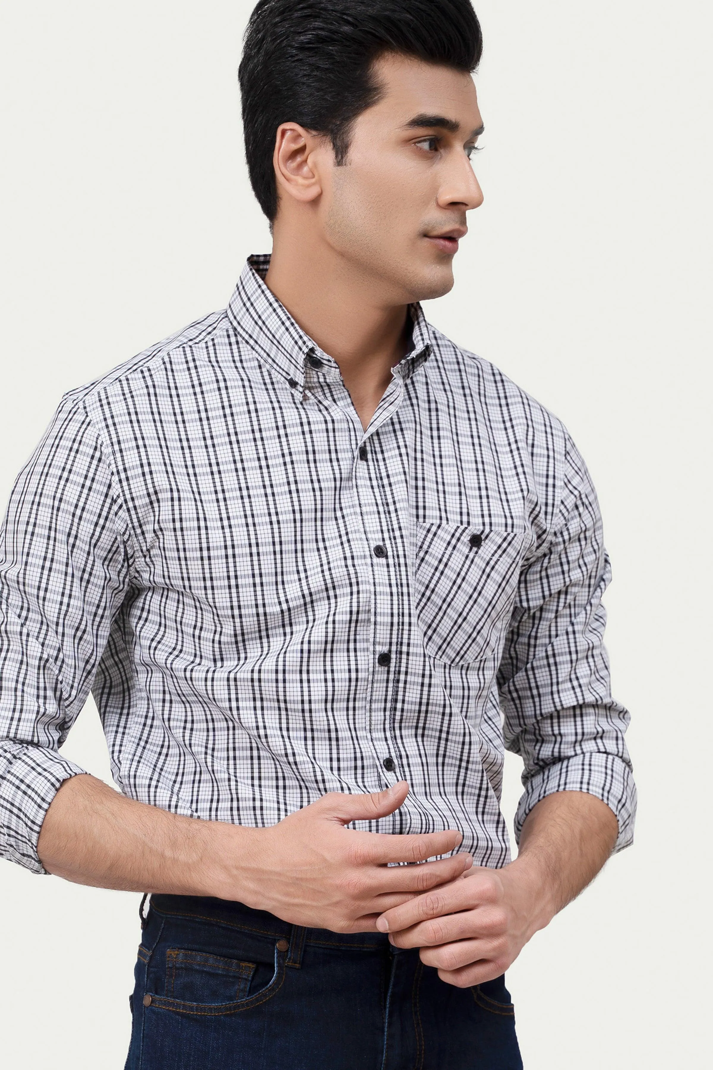 CASUAL SHIRT BLUE WHITE CHECK
