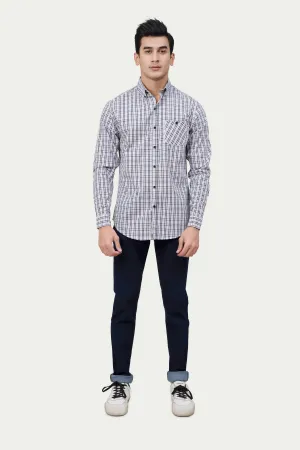 CASUAL SHIRT BLUE WHITE CHECK
