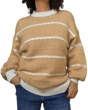 Chandail col rond en tricot deux couleurs