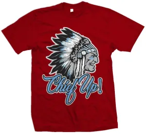 Chief Up -University Blue on Red T-Shirt