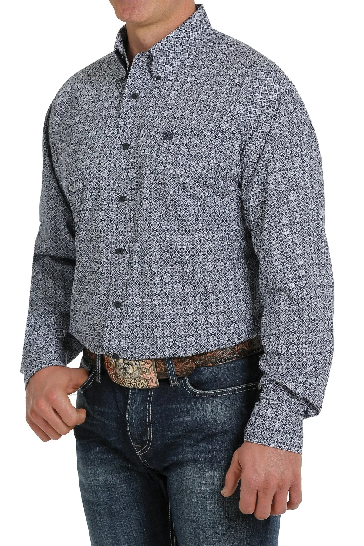 Cinch Mens Medallion Print Button-Down Western Shirt