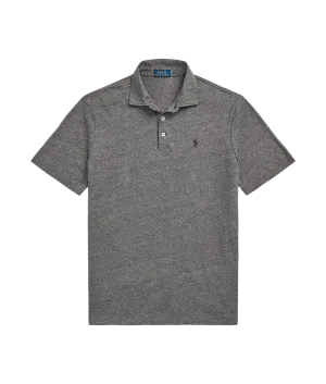 Classic Fit Cotton-linen Mesh Polo Shirt - Grey