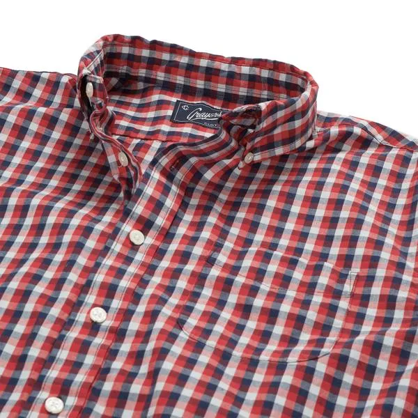 Clifton Red and Navy Slub Poplin Shirt