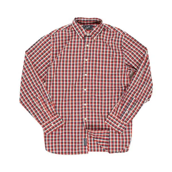 Clifton Red and Navy Slub Poplin Shirt