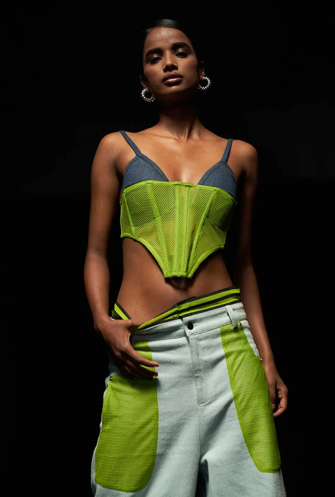 Contrast Corset Top