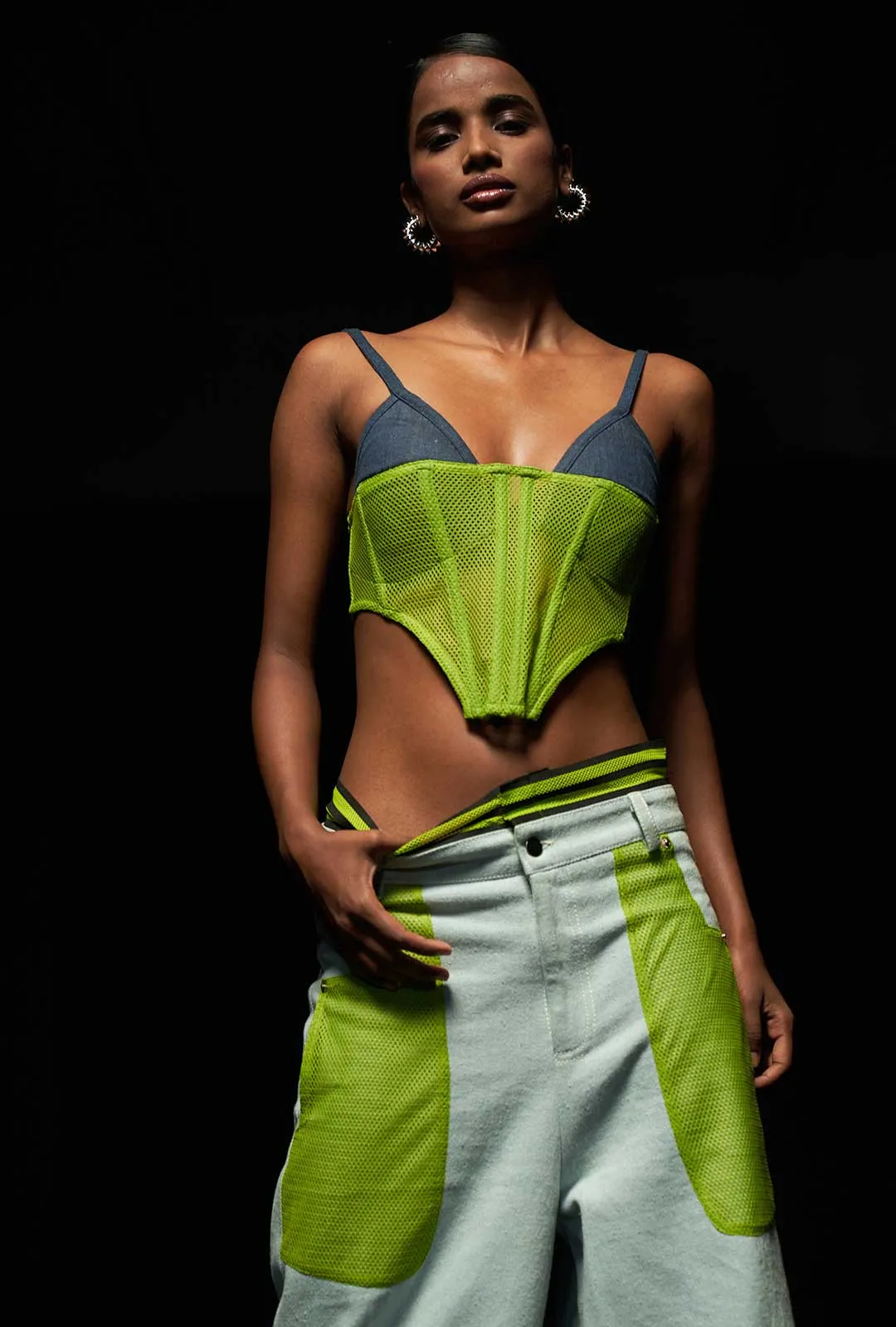 Contrast Corset Top