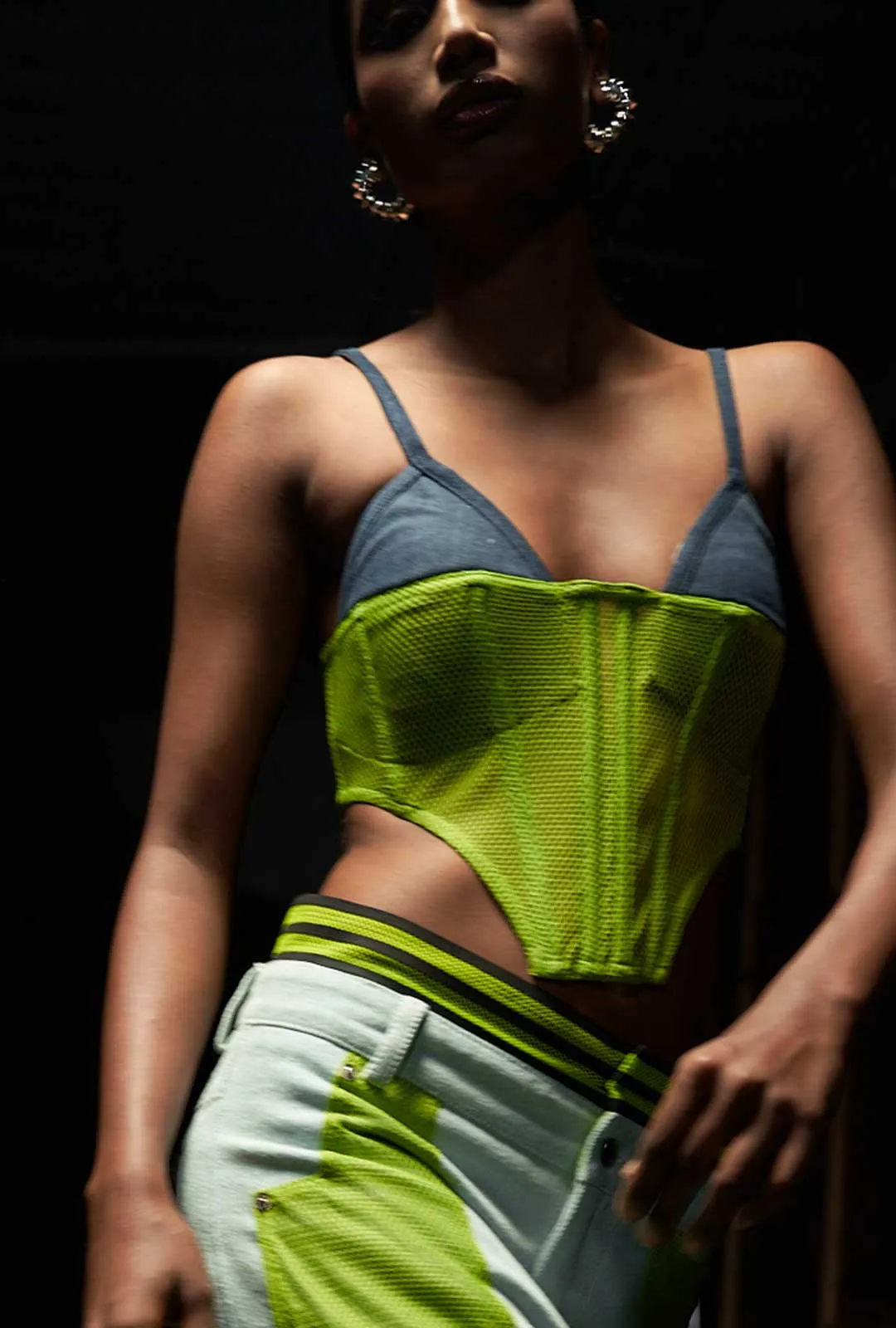 Contrast Corset Top