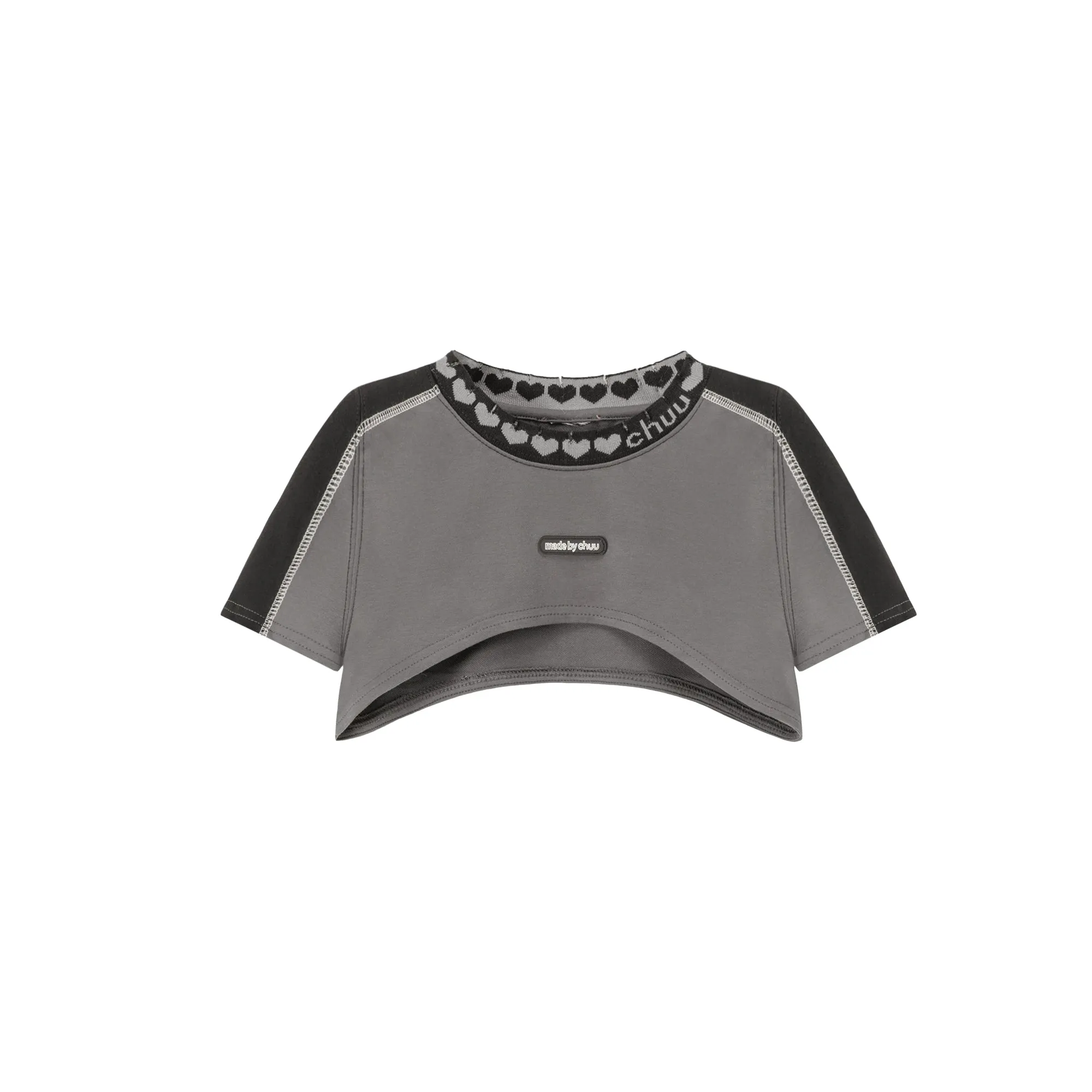 Contrast Ultra Cropped Heart Neckline T-Shirt