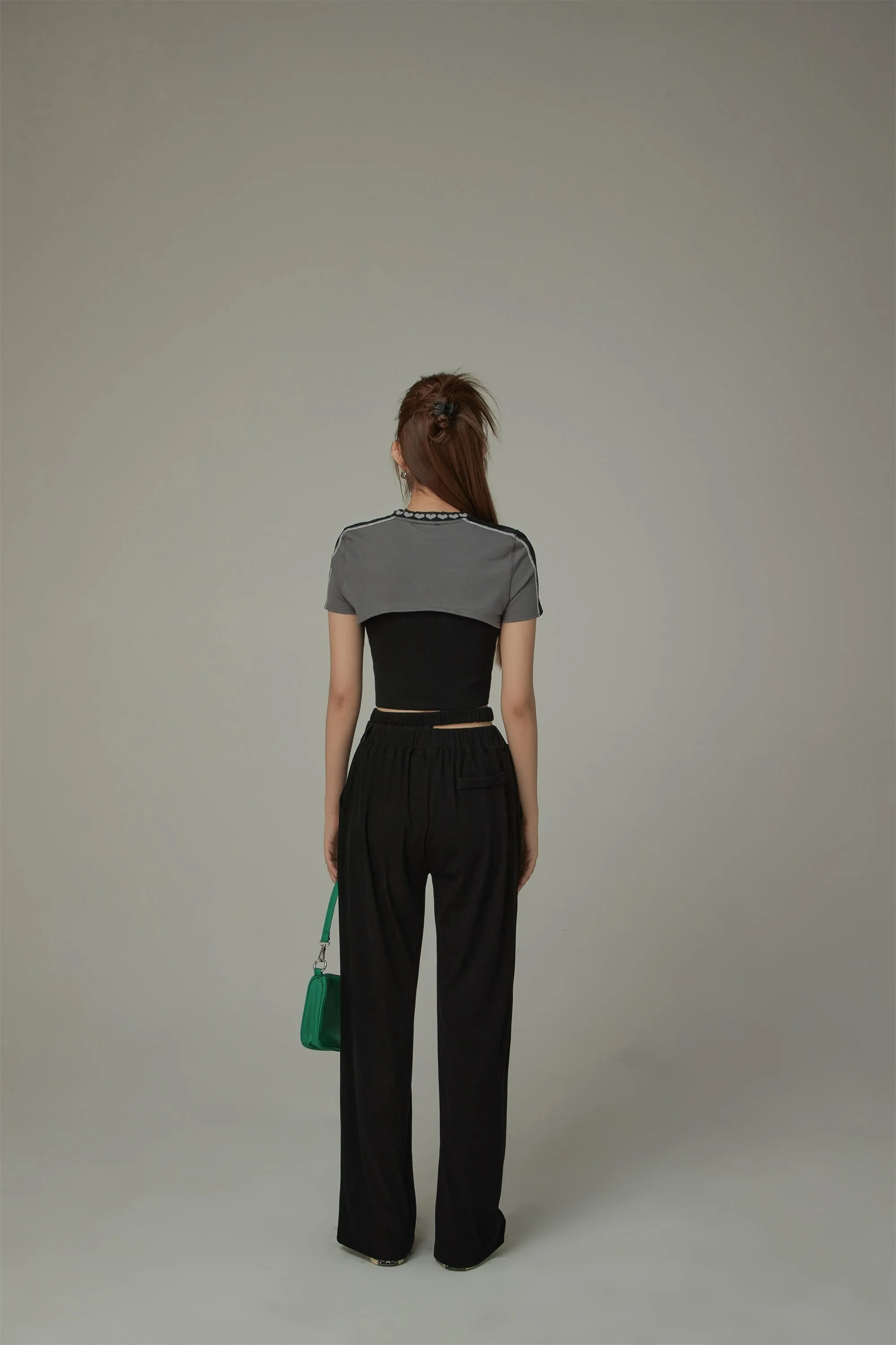 Contrast Ultra Cropped Heart Neckline T-Shirt